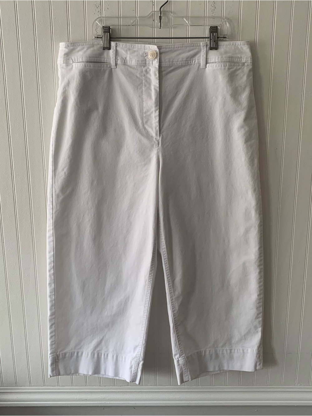 White Cropped Wide-Leg Cotton Pants